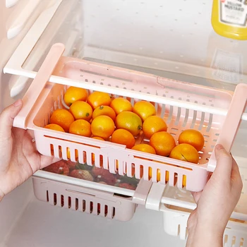 

New Adjustable Stretchable Refrigerator Organizer Drawer Basket Refrigerator Pull-out Drawers Fresh Spacer Layer Storage Rack