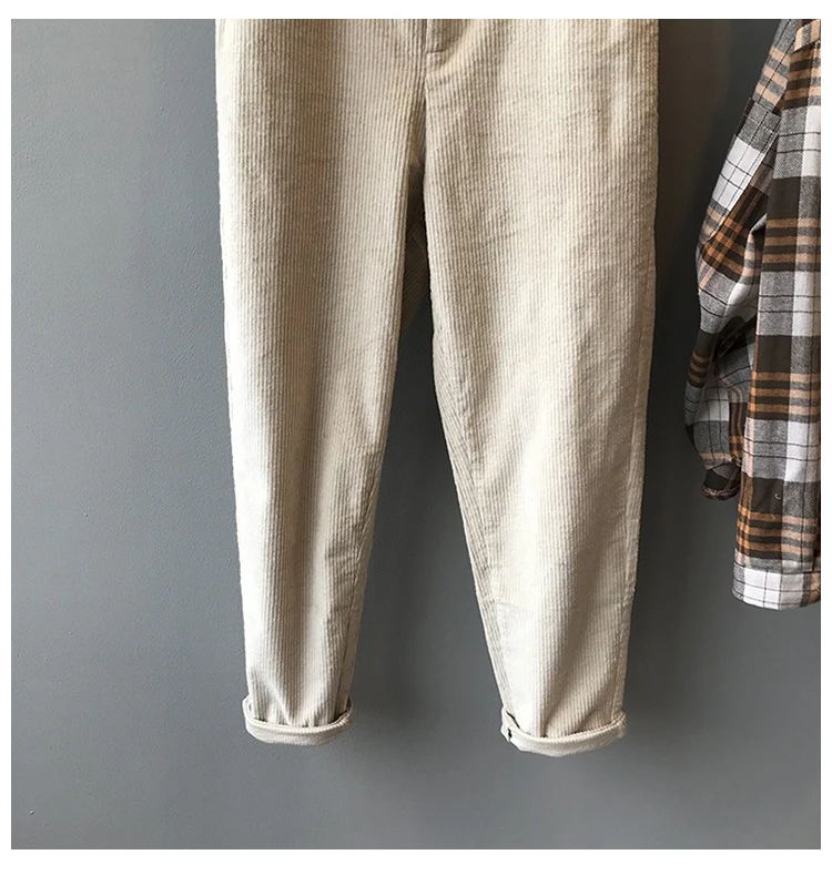 Corduroy Pants Women Winter Autumn Thick Casual Trousers High Waist Straight Pant Full Length Harem Pants