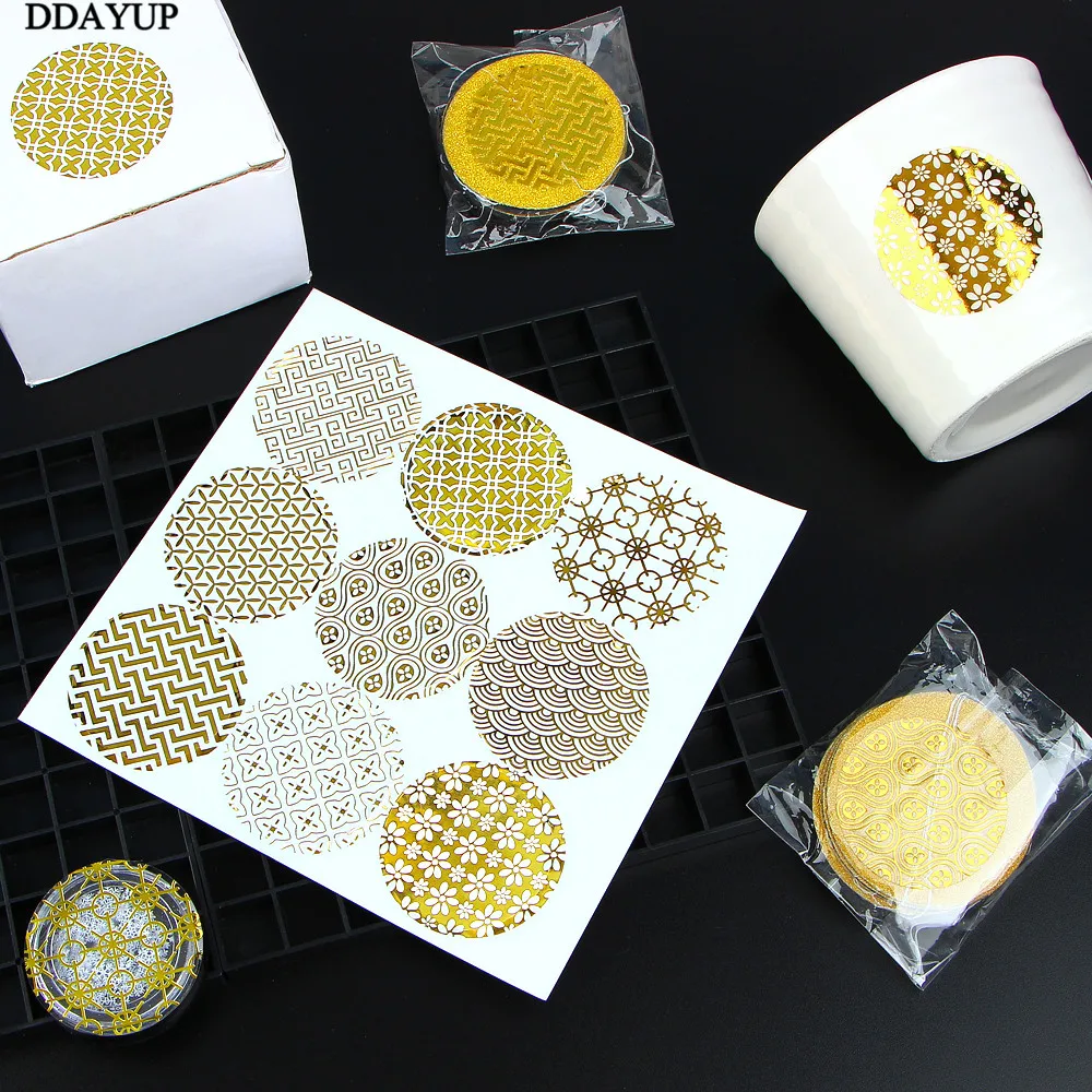 90pcs/lot Transparent Foil Gold Label Sticker Circular Sealing Label Sticker PVC Transparent DIY Label Diameter 4cm