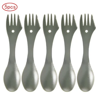 

5pcs Tableware spoon multi tool can opener flatware Portable bottle cutlery multitool camp utensil fork Spork Picnic