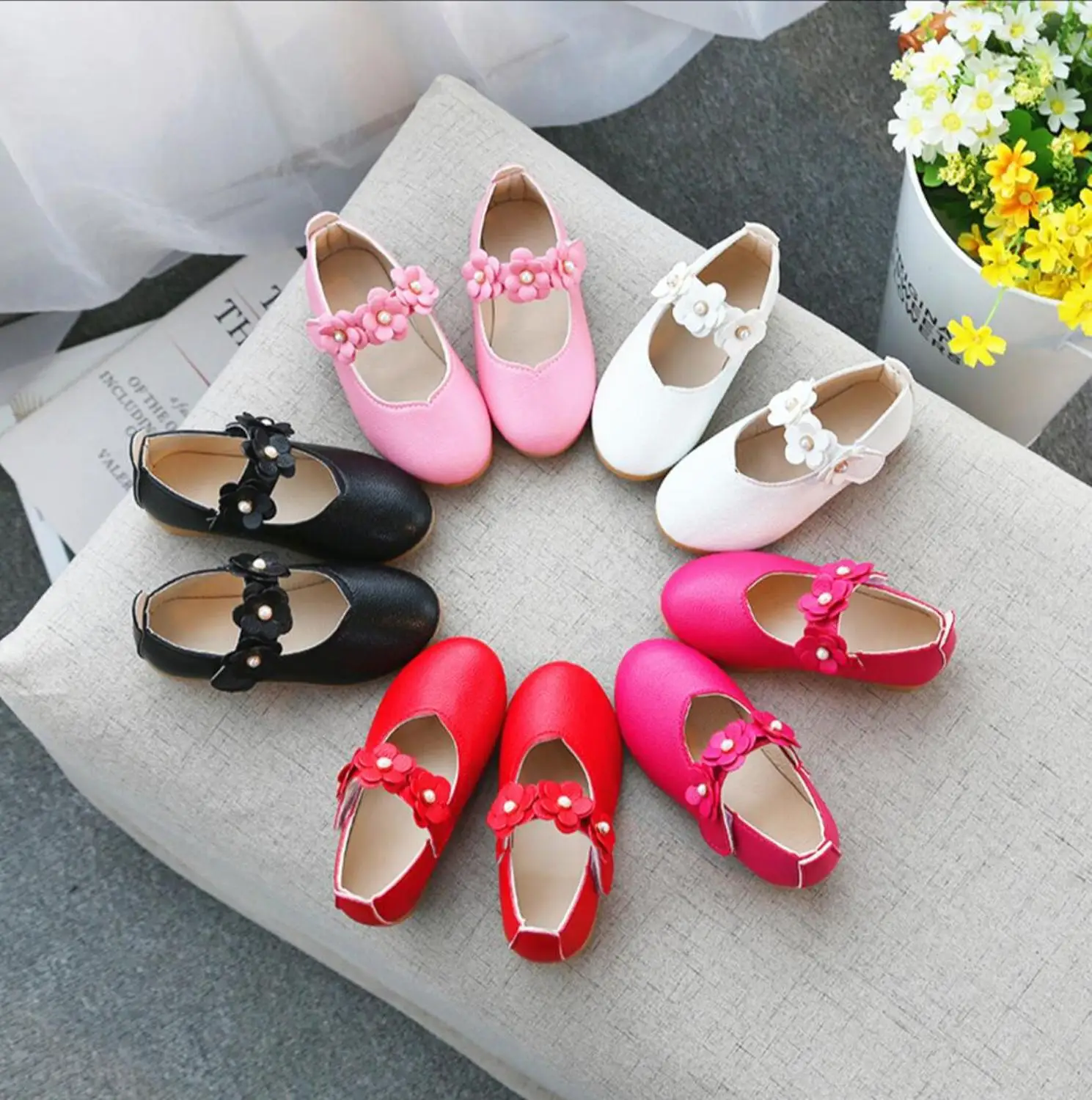 little girl white wedding shoes