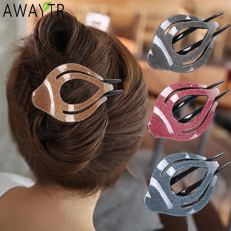 AWAYTR Fashion Girl Acrylic Barrettes Hair Claw Clips Geometric Headbands Hairpin Retro Women Fashion Hair Accessories Styling oaoleer acrylic headband hair claws holder for women girl multi functional jewelry organizer storage rack hairband display stand