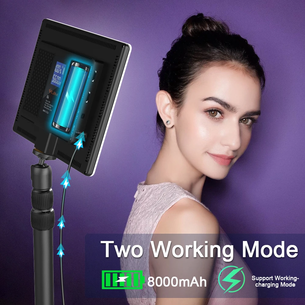 VIJIM K4 Flat Pannel Light US EU Plug LED Video Light with Desk Light Stand  Dimmable Panel Lighting Photo Studio Live