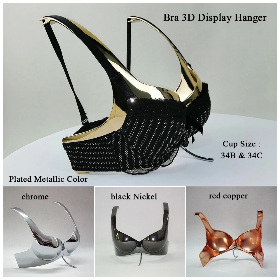 Plastic Hanger for Professional Bikini Underwear Store, Bra Display, Plated Metal Effect, Underwear Show Model, 34B & 34C Size 5