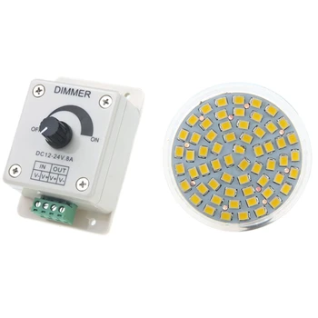 

1pcs MR16 GU5,3 60 LED 3528 SMD 3W SPOT LIGHT BULB Warm White 12V & 1pcs DC 12V-24V LED Dimmer Controller