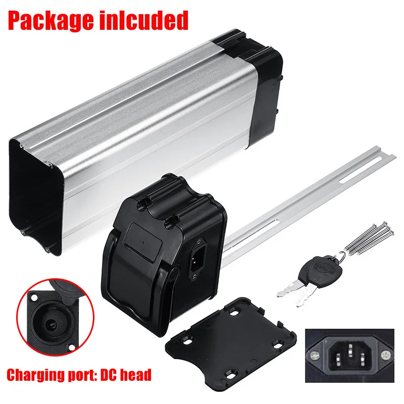 Plastic Battery Box for Electric Bike 36V/48V Large Capacity 18650 Holder Case charging socket+ output port