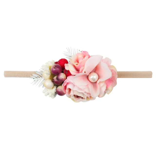 Floral Girls Headbands Newborn Baby Elastic Princess Hairbands Kids Pearl Flower Fresh Style Cute Hair Accessories Diademas 12