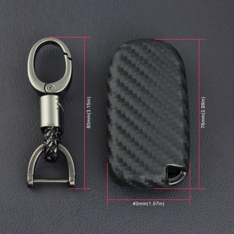 

Fob Key Cover Chain For Jeep Dodge Chrysler Carbon Fiber Black Ring New Useful Durable Practical Replacement