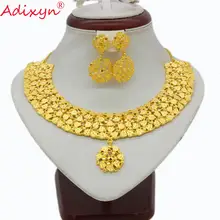 Adixyn, новинка, индийское ожерелье/серьги, набор украшений для женщин, золотой цвет, Африканский/Дубай, свадебные украшения, подарки N11026