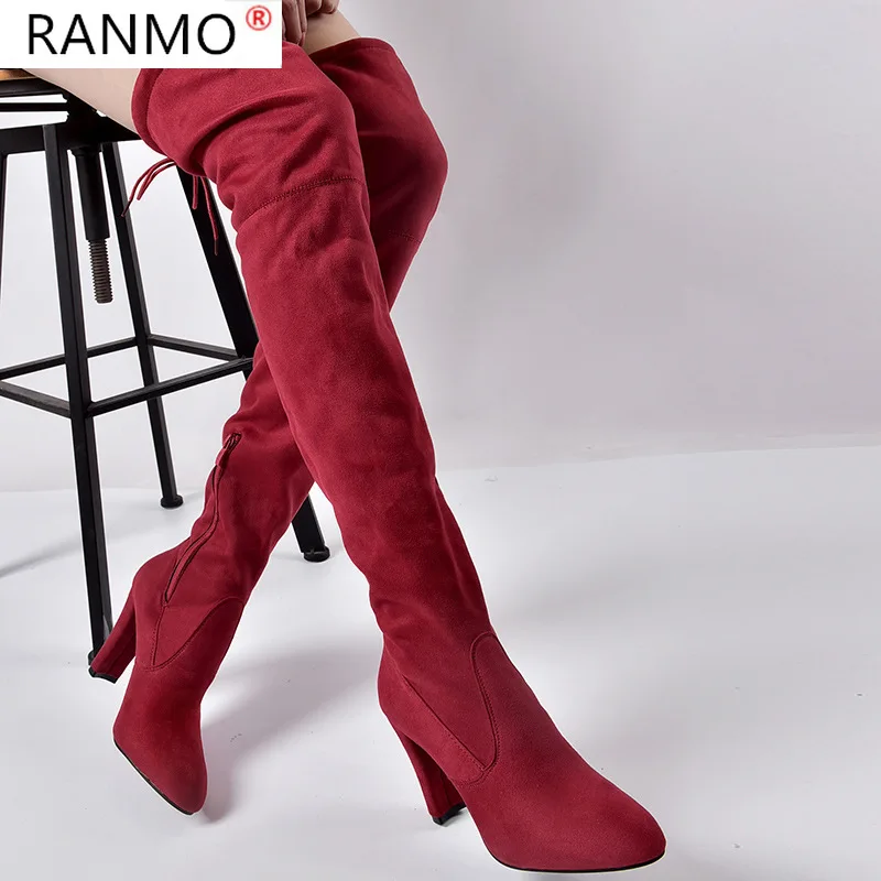 RANMO 2020 новые женские кожаные ботинки с высоким голенищем выше колена сапоги на