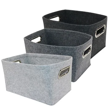 

Modern Folding Storage Basket Grey Felt Bedroom Closet Clothing Toy Dirty Clothes Storage Sundries Book Fashion Home Organizer