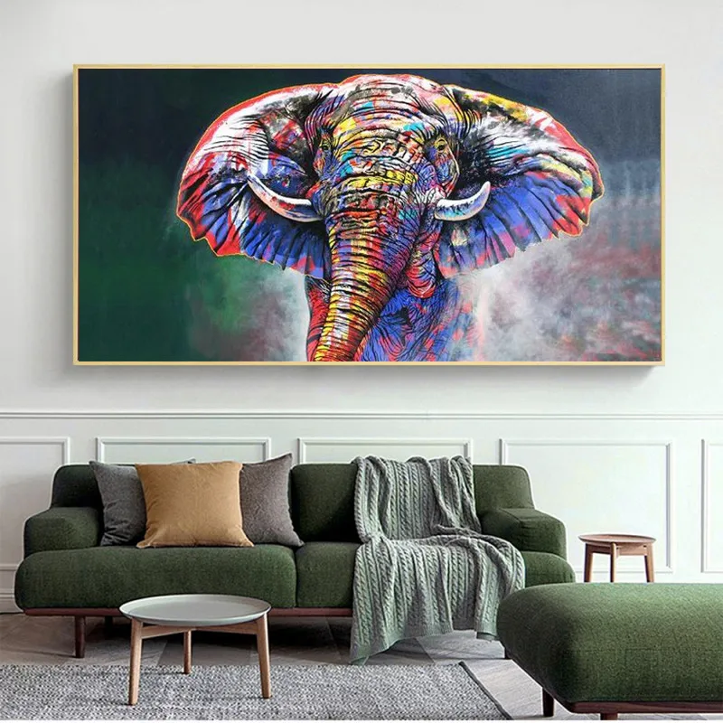 

Abstract Colorful African Elephants Canvas Paintings on The Wall Art Posters And Prints Graffiti Art Pictures Kids Room Decor