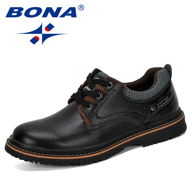 

BONA 2019 New Designer Menl Leather Shoes Men Lace Up Formal Shoes Work Safety Shoes Man Round Toe Office Shoes Male Comfortable