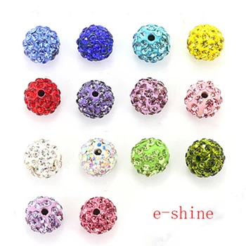 

AAA quality 50pcs 10mm Clay Crystal Disco Ball Rhinestone Diy loose beads for making Bracelet Crystal beads Space beads shamba