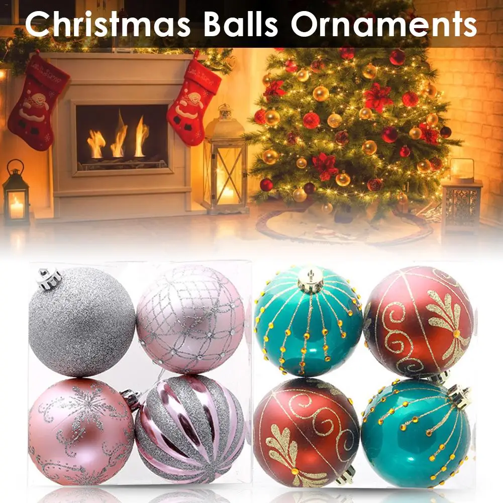 

4 PCS 8CM Shatterproof Christmas Tree Pendants Large Hanging Ball Ornaments Hanging Christmas Gifts Tree Decor Home Decoration