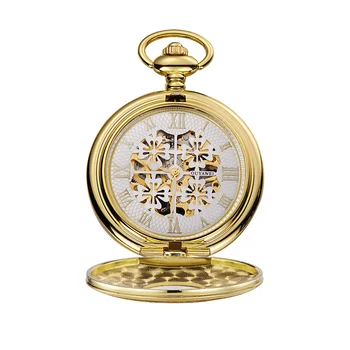 

New Golden Case Relógio de bolso Men's Watch Hand Wind Mechanical Pocket Watch With Chian Men's Watch OYW-P05 Xmas Gift For Men