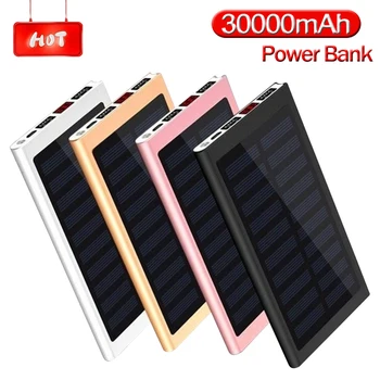 

Solar Power Bank 30000mah 2 USB External Battery LED Portable Powerbank Mobile Phone Solar Charger for smart phone