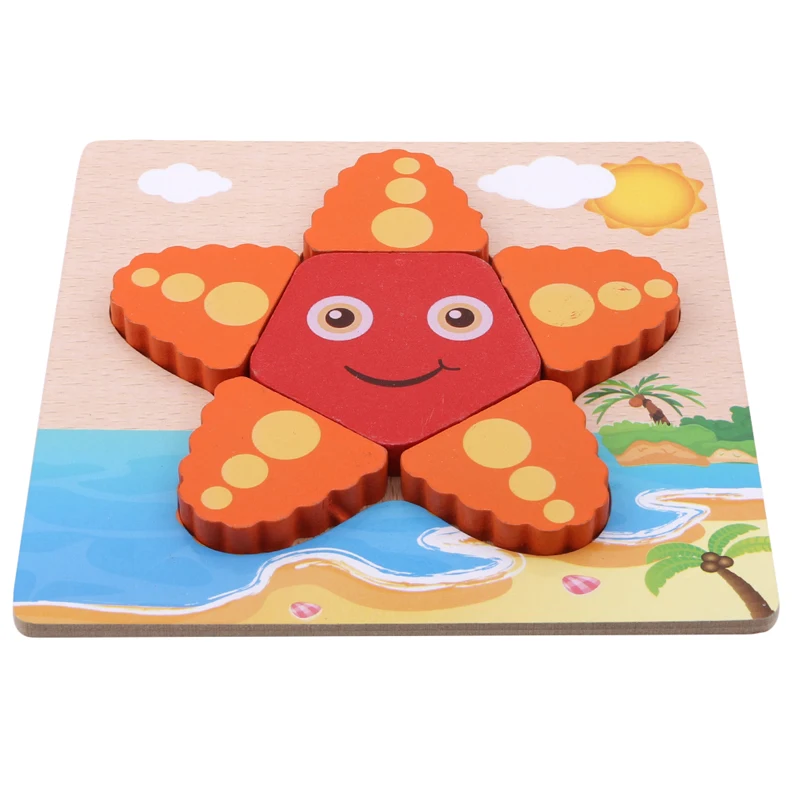 Сова бабочка мультфильм животных детские игрушки-пазлы для детей подарок ребенка Монтессори Обучающие деревянные игрушки - Цвет: starfish