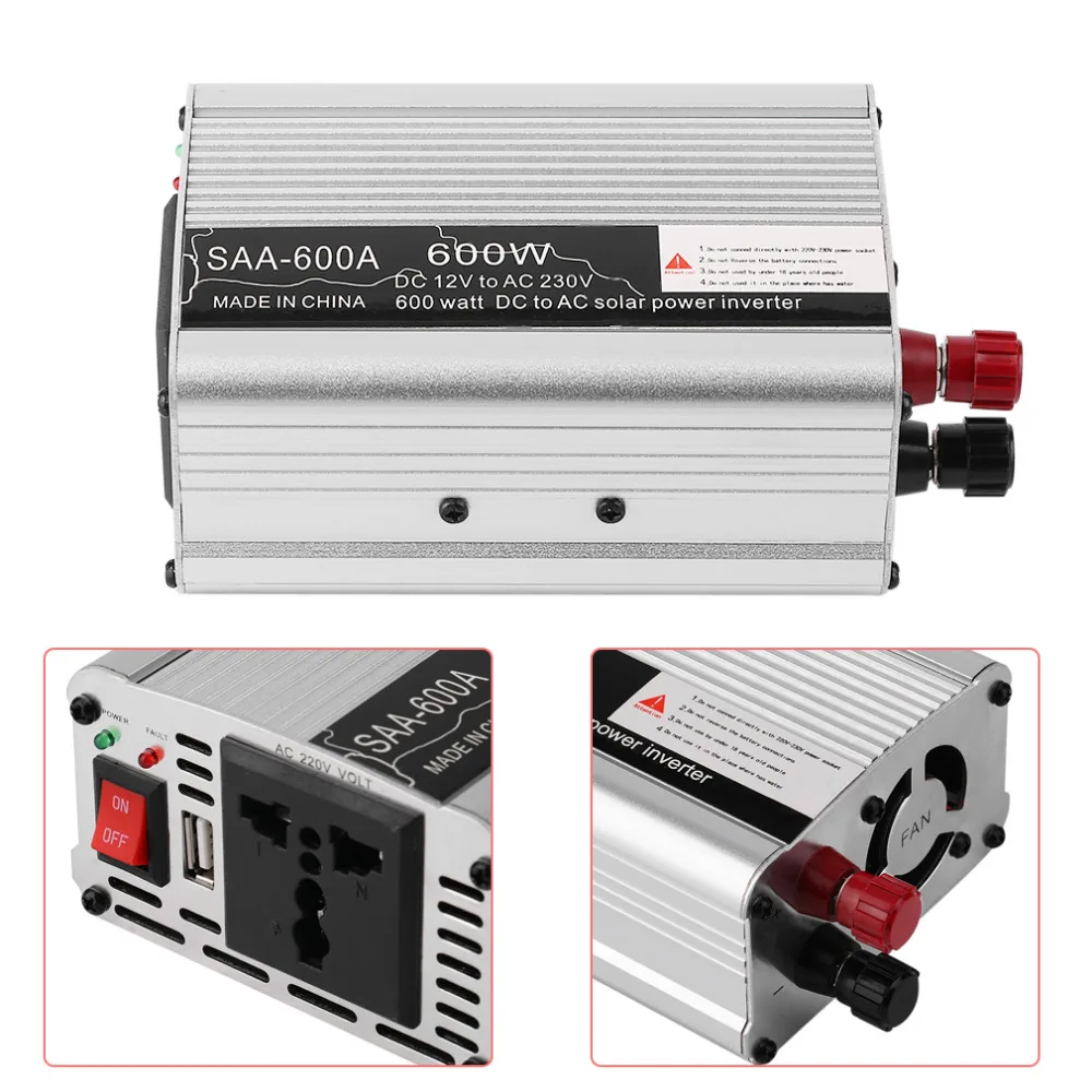 New Car Inverter Vehicle Voltage Inversor DC12V To AC220V Power Inverter Adapter 300/400/500/600 Drop Shipping