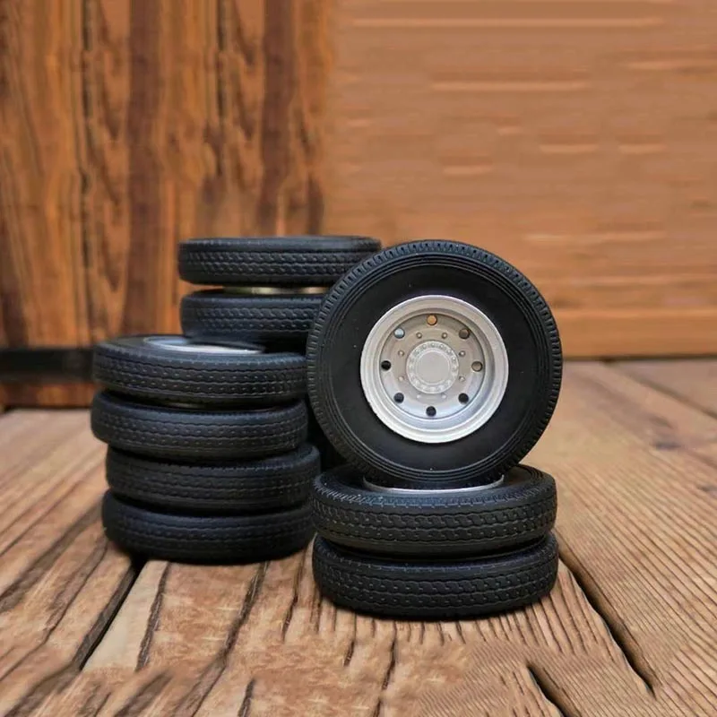 4pcs/set 1/24 scale tyre model diecast alloy truck rubber wheel model