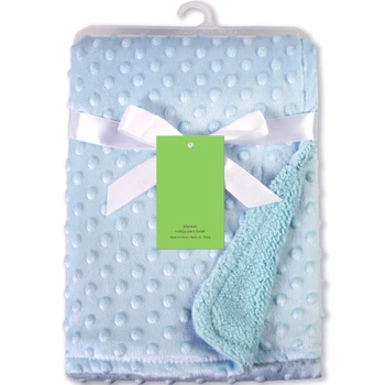 

Solid Unisex Short Plush Baby Blanket Sleeping Warm Soft Swaddle Double Layer Newborn Multifunction Receiving Toddler