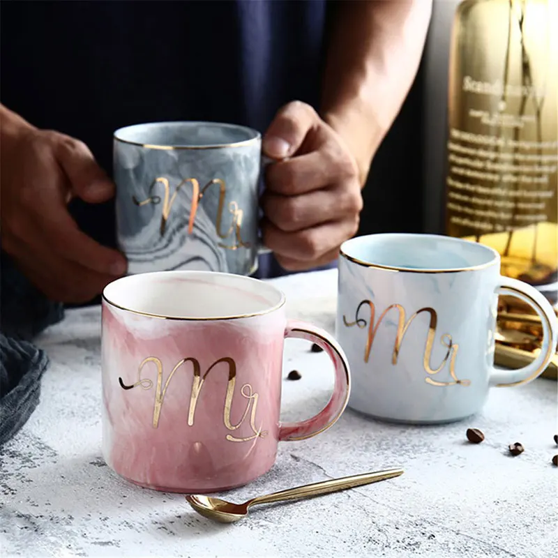 

Ceramic Cup 3 Colors Mr. and Mrs. Fashion Couples Cup Mark Cup Ceramics Mug Drinking Decoration Milk Coffee European Style Gift