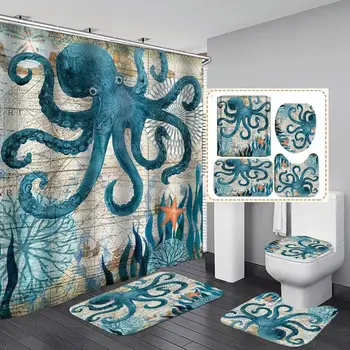 

Christmas 3D Digital,Printing Shower Curtain 4 Pieces For Home / Hotel / Party.Decoration 180 * 180cm