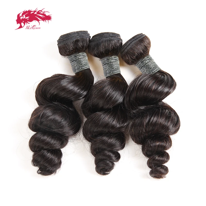 

3Pcs Peruvian Loose Wave Hair Bundles Human Hair Extensions 10-26 inch Non-Remy Hair Weaving Ali Queen Hair Natural Black Color