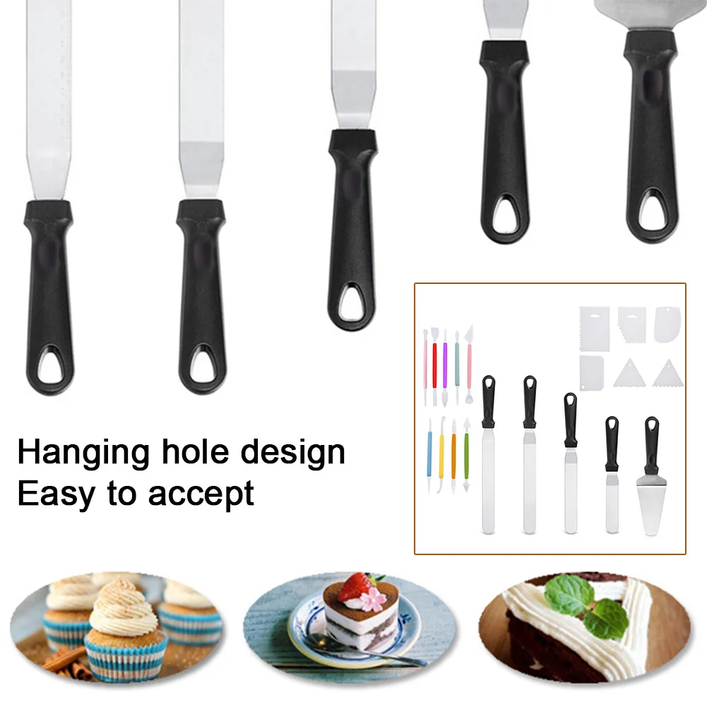  20 Pcs Scrapers Reusable Non Toxic Fondant Tool Stainless Steel Home Cake Decorating Kit DIY Baking