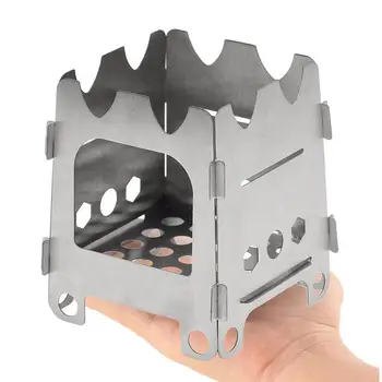 

Outdoor Camping Wood Stove Hiking Portable Stainless Steel Folding Firewood Alcohol Stove Burning for Survival Cooking Picnic