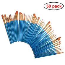50 шт масляная Акварельная деревянная кисть для художника набор Плоских кончиков форма Нейлоновая Щетка для волос подходит для акварельной живописи