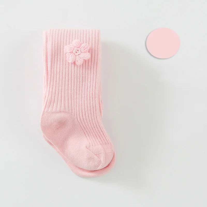 pink Цельные Носки для маленьких девочек Однотонные Плотные хлопковые теплые мягкие носки для новорожденных с вертикальными полосками и пуговицами носки-Тапочки - Цвет: pink