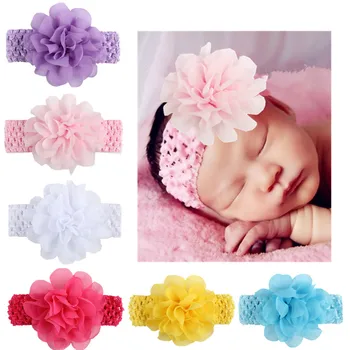 

New Children's Flower Hairband Chiffon Head Flower Hairband Baby Knitted Headband Baby Hair Accessories