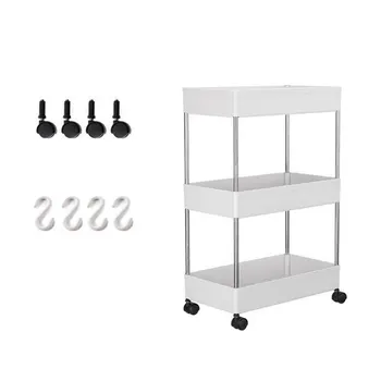 

Wide Type Removable Shelf Kitchen Floor Storage Shelf Multi-Layer Plastic Bathroom Shelf With Wheels