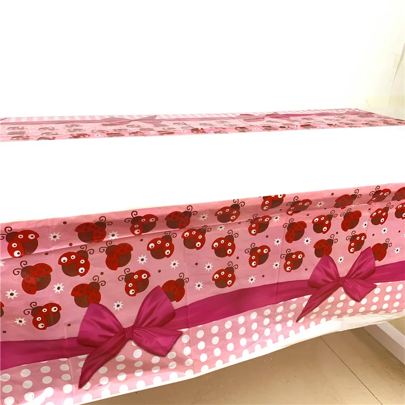 Tablecloth-2-1pcs 5 6 штук в партии с рисунком божьей коровки для девочек День рождения Фольга воздушные шары 3D Baby Shower вечерние Детские День рождения воздушные шары флаг соломенная вечерние поставки - Цвет: Tablecloth-2-1pcs