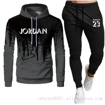

Men's Hoodie Suit Fashion Jodan 23 Letter Print Autumn Brand Casual Sports Suit Men's Suit Sports Two Piece Splicing Hoodie