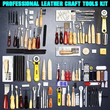 Profissional de couro artesanato ferramentas kit casa costura mão perfurador escultura trabalho sela leathercraft acessórios