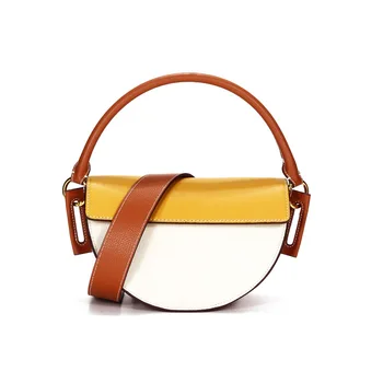 

New 2020 Fashion Handbag Genuine Leather Small Women Messenger Bag Simple Saddle Purse Women Shoulder Bag Mini Party Bags
