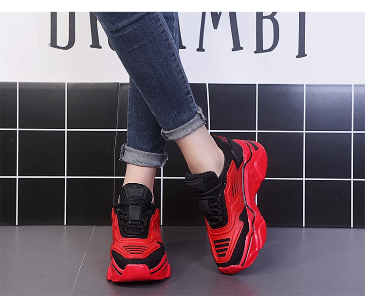 Red Black Yellow Chunky Sneakers Women Casual Shoes Fashion Platform Thick Sole Sneakers Women Vulcanize Shoes