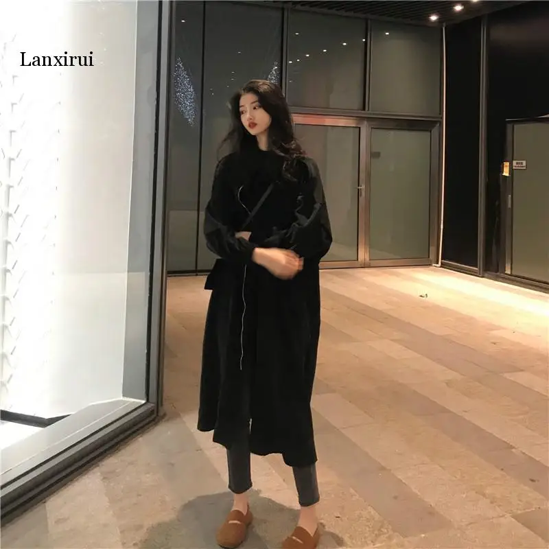 Lanxirui, осенняя мода, Ретро стиль, леопард, ropa mujer, макси, тонкая талия, тонкий Тренч, женский, на молнии, для студентов, Casaco Feminino