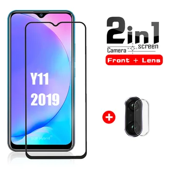 Перейти на Алиэкспресс и купить Защитное стекло для vivo Y11, закаленное стекло с полным покрытием, 2 в 1, Защитная пленка для объектива камеры Vivo y11 vivo y 11 Y 11, 2019