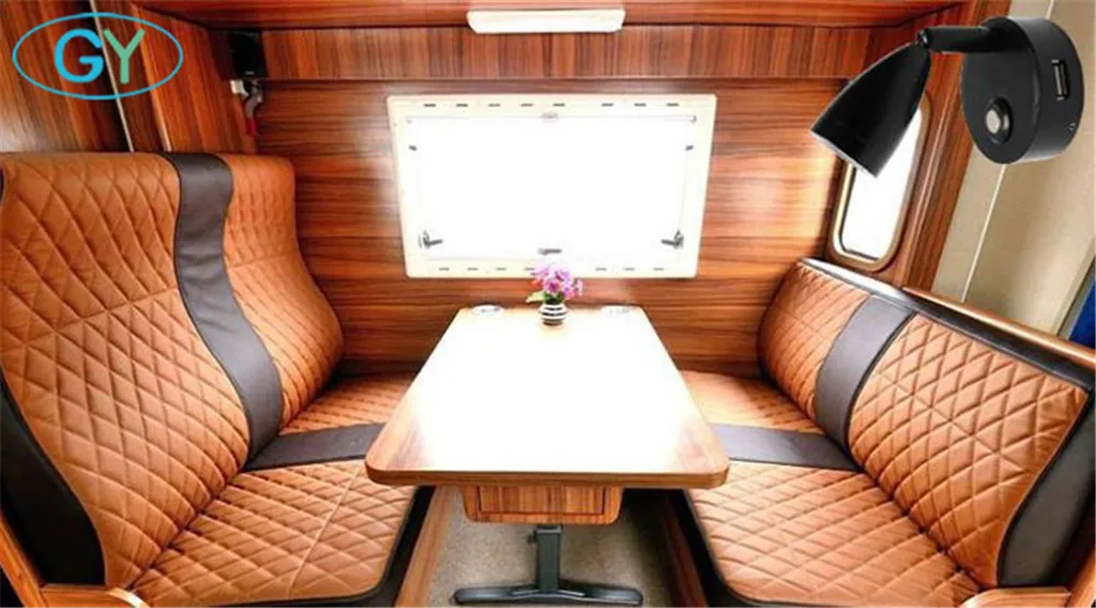 DC12V Светодиодный светильник для чтения с сенсорным затемнением RV USB интерфейс