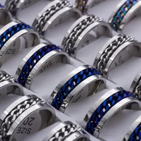 20pcs/lot Cool Spinner Chain Titanium Steel Rotatable Rings For Women Men Jewelry Party Gifts Mix Color Wholesale 2
