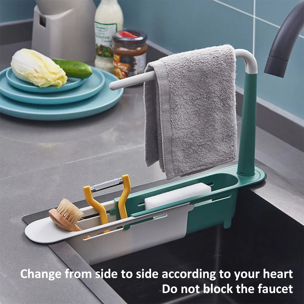 Telescopic Sink Shelf Kitchen Sinks Organizer Soap Sponge Holder Drain Rack Storage Basket Gadgets Accessories Tool | Дом и сад