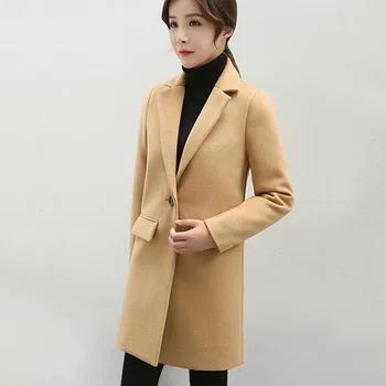 

2019 New autumn winter Women fashion woolen coat Korean version pocket thick woolen coat female students cc1363