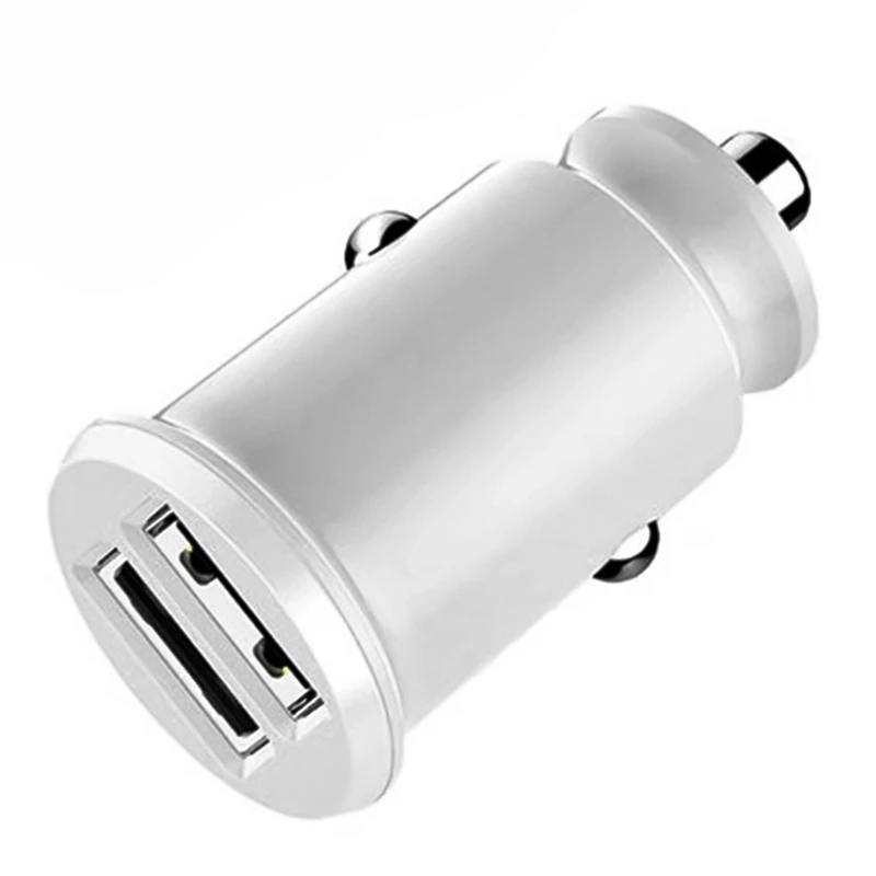 Автомобильное зарядное устройство мини двойной зарядное устройство USB Автомобильное стильное USB зарядное устройство для телефона 2 порта быстрое автомобильное зарядное устройство - Название цвета: Белый