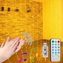 

3m USB Voice Control LED Curtain String Light Christmas Fairy Garlend Light for Wedding New Year Home Party Outdoor Indoor Decor