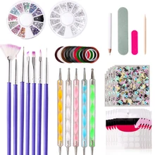 48pcs Dotting Pencils Striping Tapes Fashion Decorative Stickers Nail Art Set Painted Pens DIY Rhinestones Beginners Tools Salon