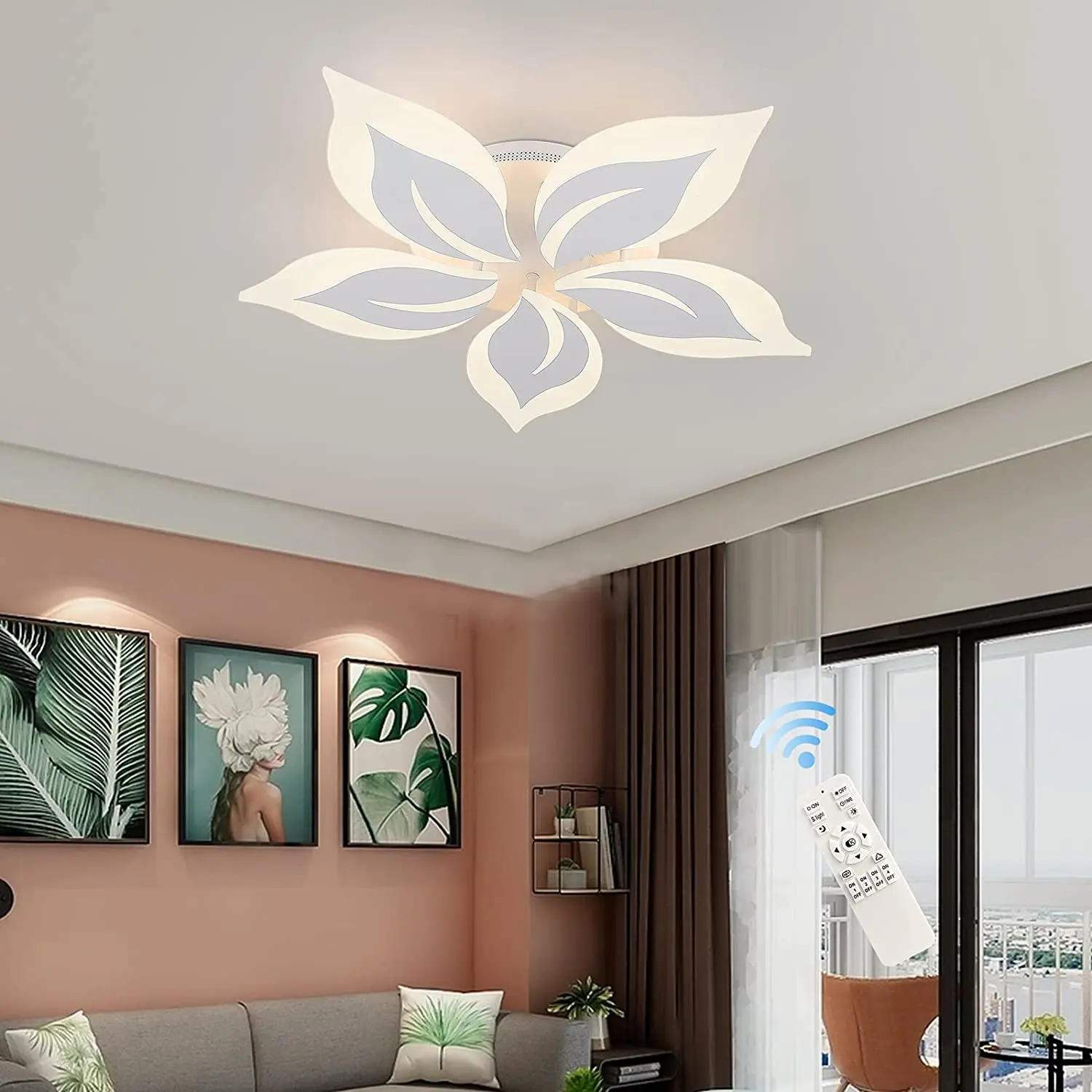 3/5Head Acrylic Modern LED Chandelier Ceiling Light Lamp Pendant Dimming Fixture 