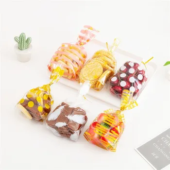 

50/100pcs 13x21cm Cookie Packaging Plastic Bags Golden Flat Mouth Opp Standing Bag Candy Gift Bags Birthday Party Decoration
